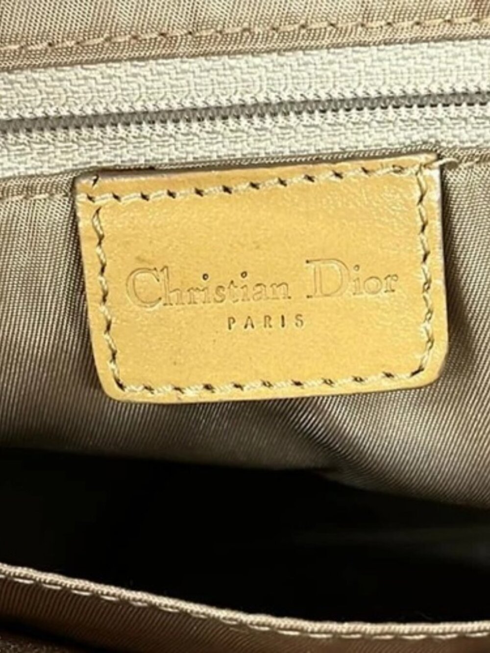 DIOR/ChristianDior - Light Brown Light Green White Unborn Calf Leather Tote Bag - Picture 8 of 14
